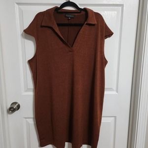 Eloquii Womens Rust Colored Stretchy Cap‎ Sleeve Dress Size 22/24